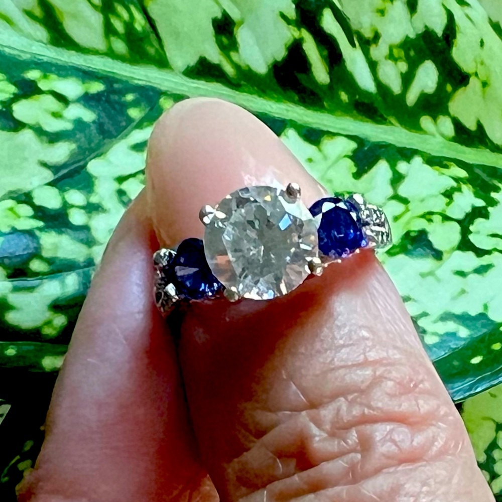 BELLA LUCE — 3.91 CTW Blue & White Diamond Simulants Ring-No Tags - Size 5